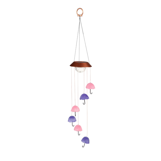 29 in. Umbrellas Color-Changing Solar Mobile with Spinning Light Refractor