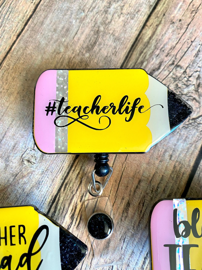Teacher Pencil Retractable Badge Reel - Cute Reels Funny