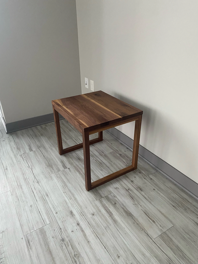 Modern Solid Walnut End Table | Large