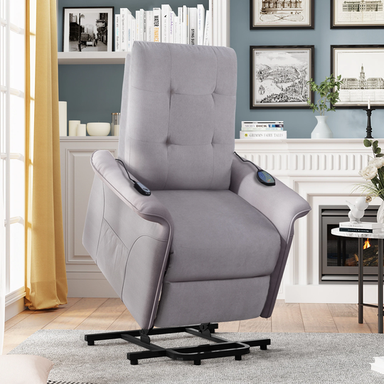 Power Lift Adjustable Massage Function Tufted Back Recliner Chair with Remote Control and Side Pocket