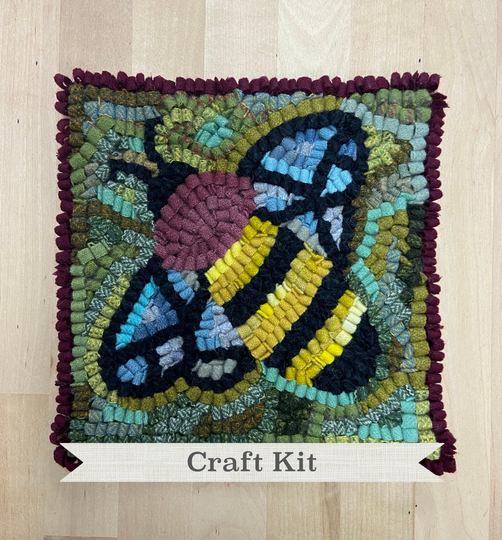 Rug Hooking Kit - Diy Hooked The New Honeybee Complete 8 By Inch Primitive Beginner Project 100% Wool Fiber Art
