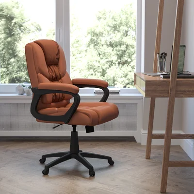 Edene Big & Tall 400 lb. Rated LeatherSoft Swivel Office Chair with Padded Arms