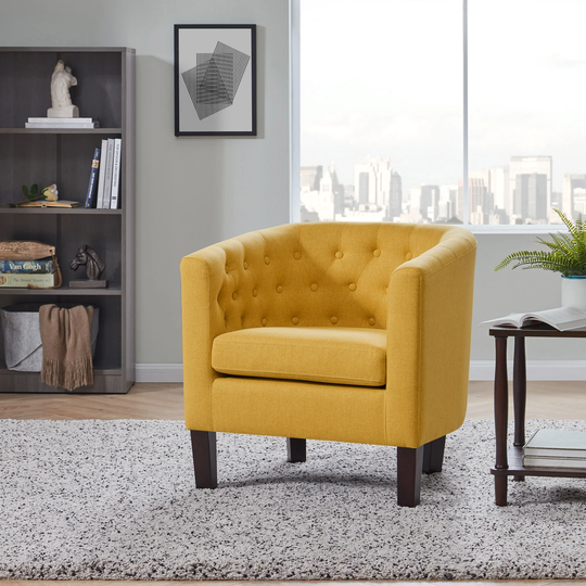 BELLEZE Upholstered Tufted Linen Club Chair Arm Chair, 11 Colors
