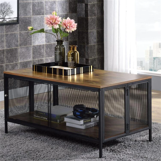 Coffee Table End Table Living Room Table in Antique Oak & Black