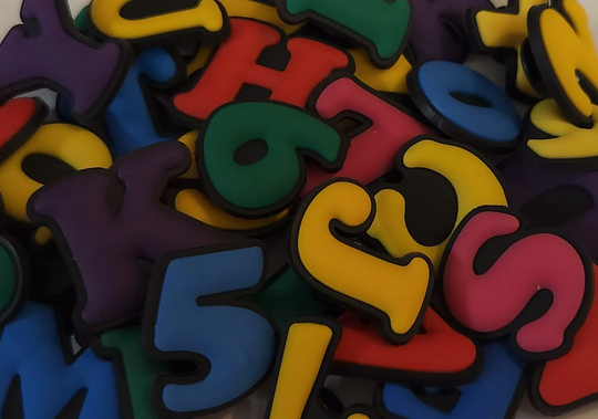 Colored Letters & Numbers Croc Shoe Charms | Colorful English Alphabet