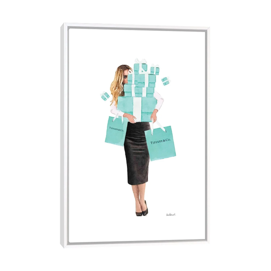iCanvas "Girl Overloaded, Teal And Black Pencil" by Amanda Greenwood Framed Canvas Print