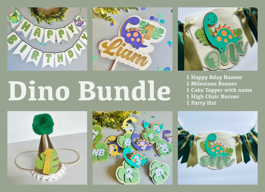 Dinosaur 1st Birthday High Chair Banner