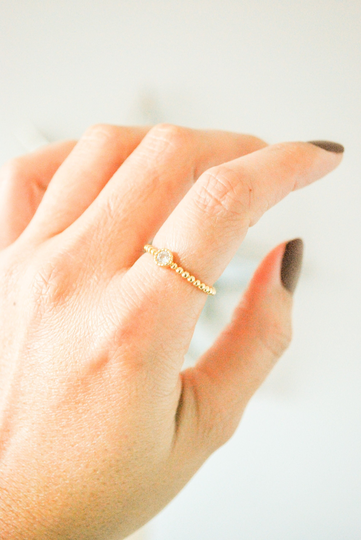 Gold Ring, Adjustable Ring, Cz Ring, Stackable Ring, Dainty Ring, Minimalist Ring, Gold Filled Ring, Beaded Ring, Dotted Ring