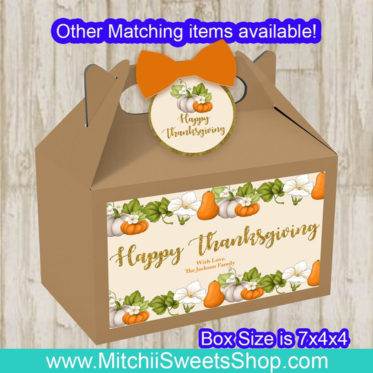 Personalized Thanksgiving Treat Box - Favor Custom Box-Thanksgiving Gift Box-Gable Favors