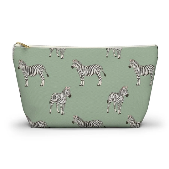 Zebra Pouch, Pencil Case, Safari Animal Custom Teacher Bridesmaid Cosmetic Bag, Zipper Makeup Accessory Pouch