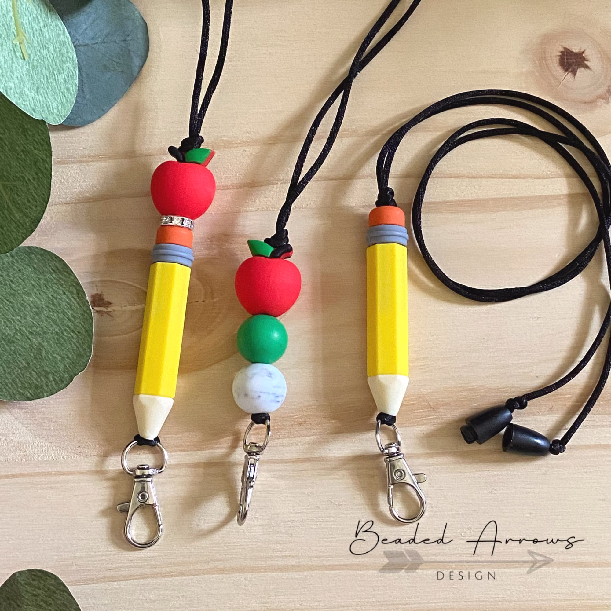 Teacher Lanyard, Pencil Apple And