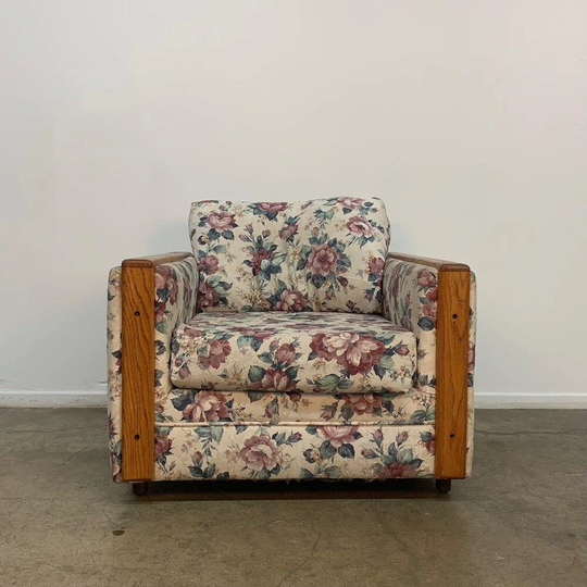 1980S Chunky Oak Trim Lounge Chair