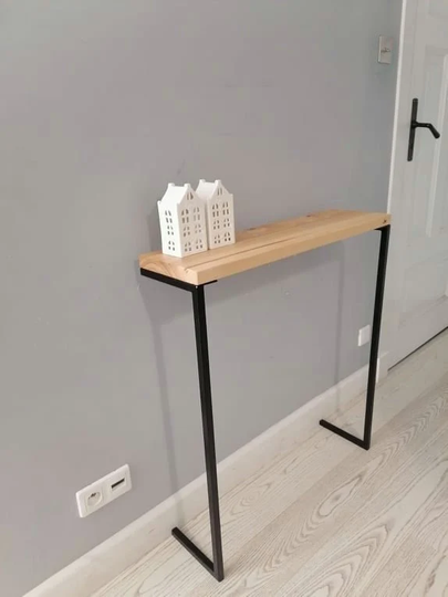 Console Table in A Minimalist Style Made Of Oak Solid Wood, Narrow Console Table