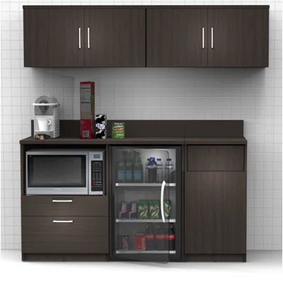 Buffet Sideboard Kitchen Break Room Lunch Coffee Kitchenette Cabinets 4 Pc Espresso - Factory Assembled (Furniture Items Purchase