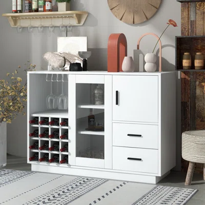 Kitchen Functional Sideboard With Glass Sliding Door And Integrated 16 Bar Wine Compartment