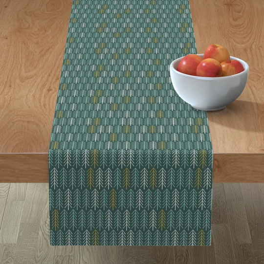 Modern Christmas Table Runner - Minimalistic By Hala Kobrynska Forest Woodland Holiday Cotton Sateen Spoonflower