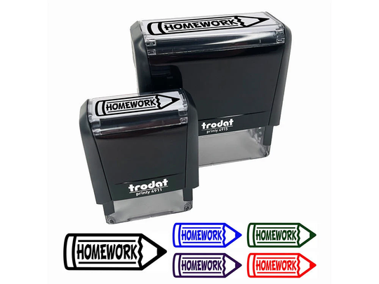 Homework Pencil School Teacher Self-Inking Rubber Stamp Ink Stamper For Business Office