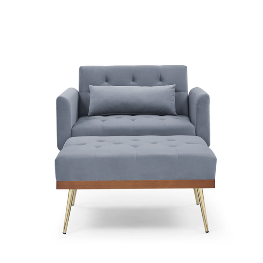 Recline Sofa Chair with Ottoman, Two Arm Pocket