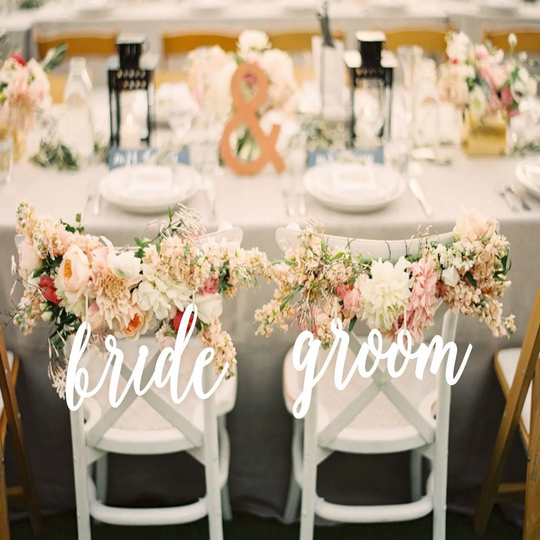 Bride & Groom Chair Signs - Sign Wedding- Wood Wedding Reception Set