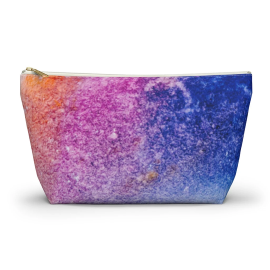 Blue & Pink Galaxy Accessory Pouch W T-Bottom Makeup Cute Small Floral Pencil Zipper Make Up Bag Carry All
