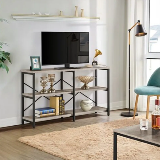 Retro Sofa Table Narrow Long 3 Tiers Console Table Living Ro