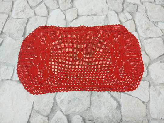 Crocheted Table Runner - 16.5 X 9.4 In, Handmade Runner, European Vintage Gift For Her, Housewarming Gift