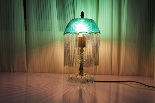 Retro Table Lamp Emerald Nostalgic Retro Tassel Brass Crystal Living Room Decorative