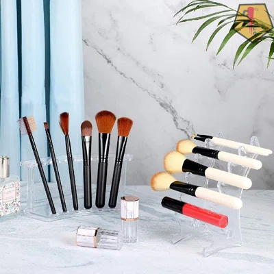 Plastic Pen Holder Stand, 6-Slot 2 Kinds Vertical And Horizontal Pen Display Stand Rack Eyebrow Pen Stand Makeup Brush Rack Organizer For School Offic