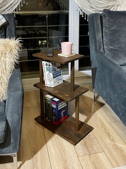 Narrow Side Table With Storage, Solid Wood For Livingroom, Slim End Table, Bedroom Side Table, Tall Coffee