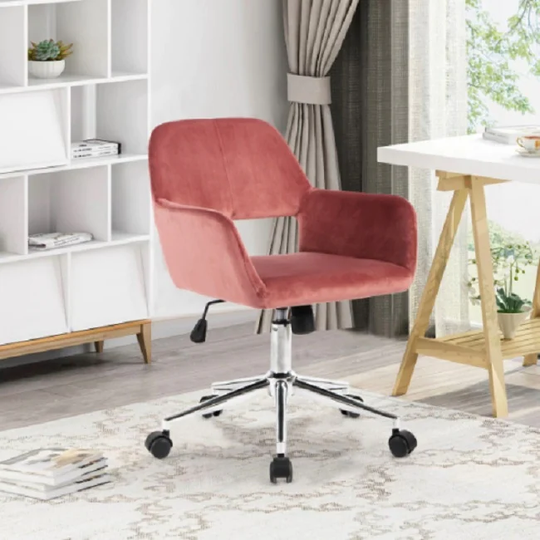 Velvet Adjustable Swivel Office Chair, rose