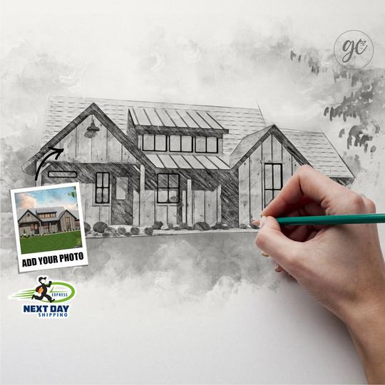 Custom House Portrait From Photo, Digitally Created Pencil Sketch Home Portrait, Housewarming Gift, First Personalized Gift