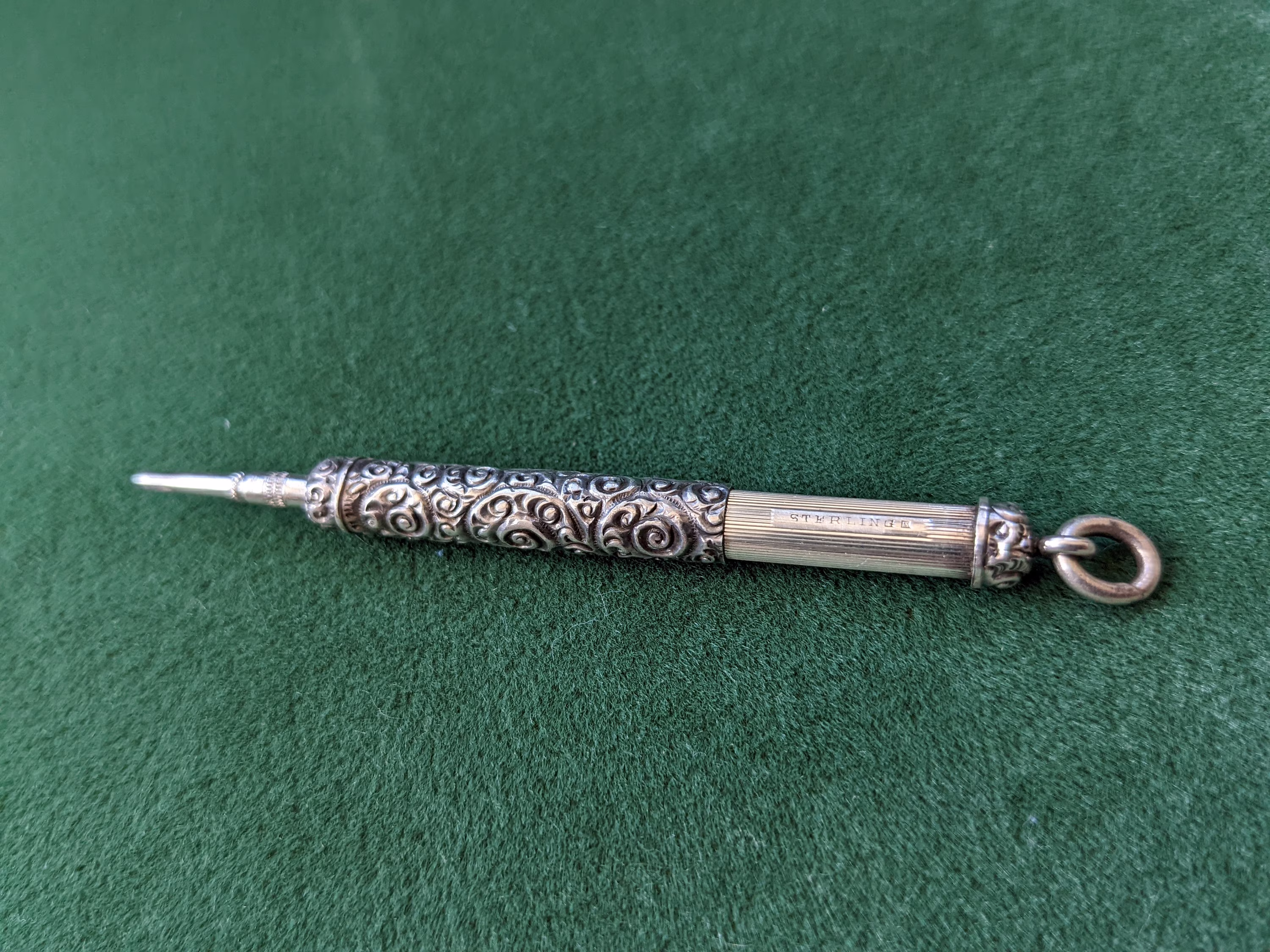 Antique Sterling Silver Pencil Telescopic Sliding Design