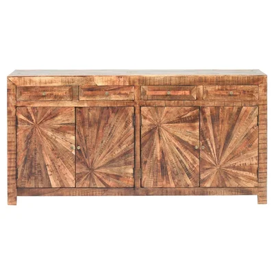 81 Inch Reclaimed Wood Dining Room Server Sideboard With 4 Drawers And 4 Doors