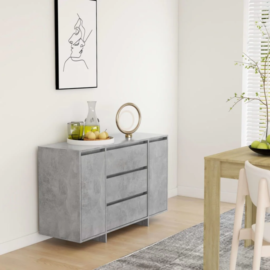 Sideboard with 3 Drawers Concrete Gray 47.2"x16.1"x29.5" Engineered Wood