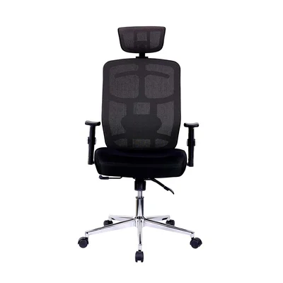 High Back Executive Mesh Office Chair With Arms, Lumbar Support And Chrome Base, Black