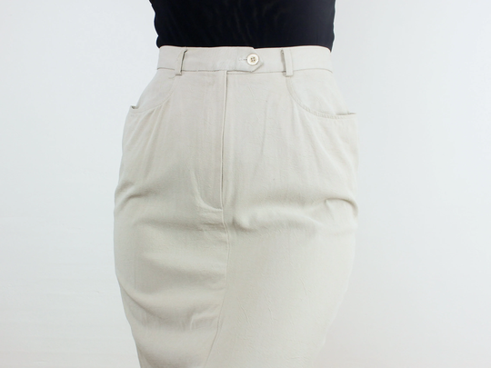 Vintage 27W 90S Express Pencil Skirt, Maxi Length, High Rise, Pockets, Front Slit, Career Wear, Office, Minimalist, Light Academic, Fitted