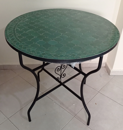 Round Craft Dining Mosaic Table For Outdoors - Garden Tile Designed By Helloofez