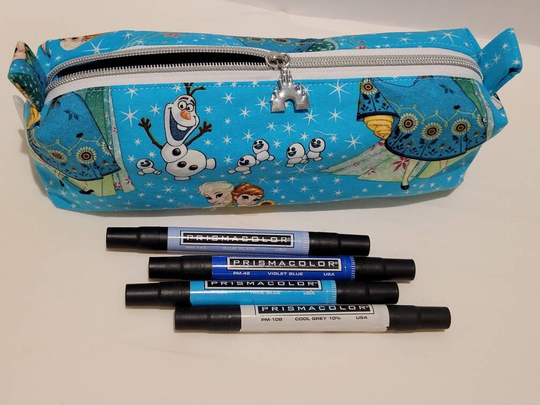 Boxy Pencil Case /Dopp Toiletry/Makeup Bag ~ Made With Licenced Frozen Fabric - Elsa, Anna, & Olaf