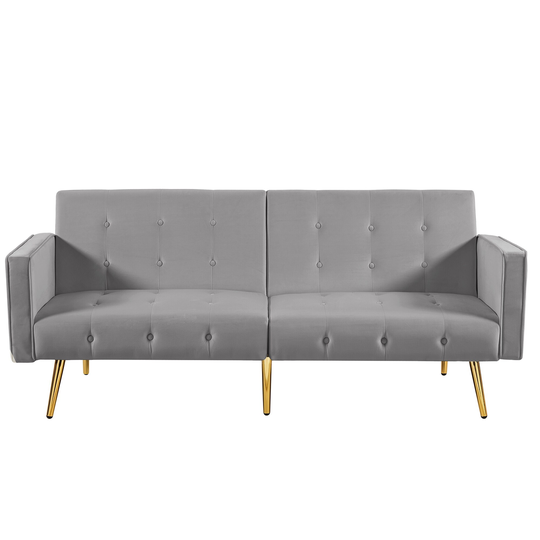 Velvet Sofa Bed with Armrest