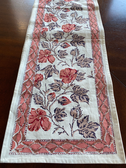 Mid Century Modern Style Cotton Table Runner Mint 13 X 68"