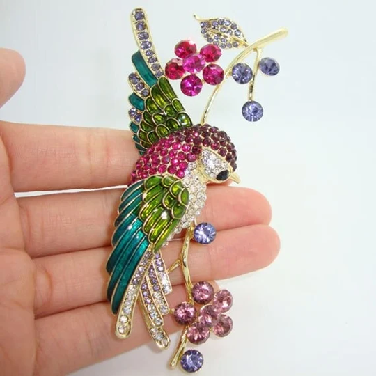 Details About 4.21" Colorful Swallow Bird Flower Brooch Pin Rhinestone Crystal Multi Enamel
