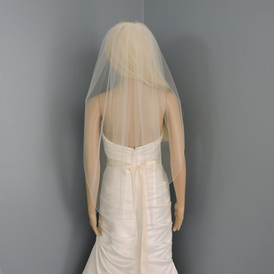 Wedding Veil, Single Tier Pencil Edge, Sheer Veil, Short Bridal Pe33x50