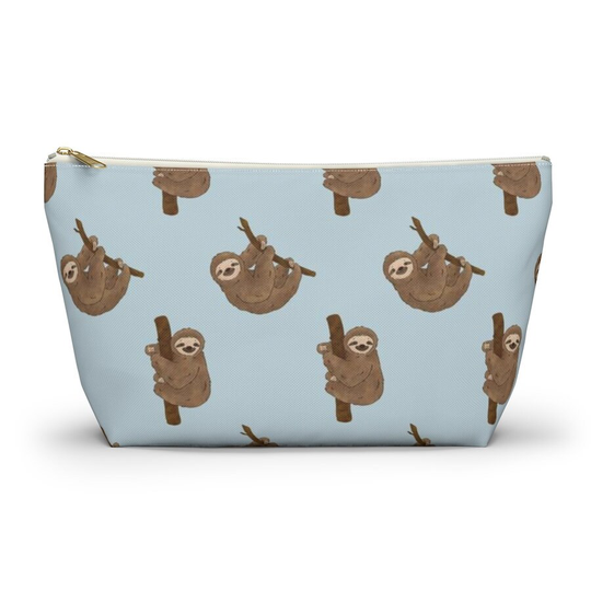 Sloth Pouch, Pencil Case, Animal Custom Teacher Bridesmaid Cosmetic Bag, Zipper Makeup Accessory Pouch