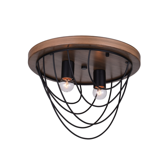 2 Light Flush Mount with Black Finish