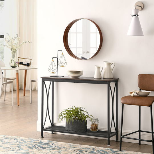 39.4" Console Table Entryway Simple Style Wood Display Sofa Table, Easy Assembly, Brown