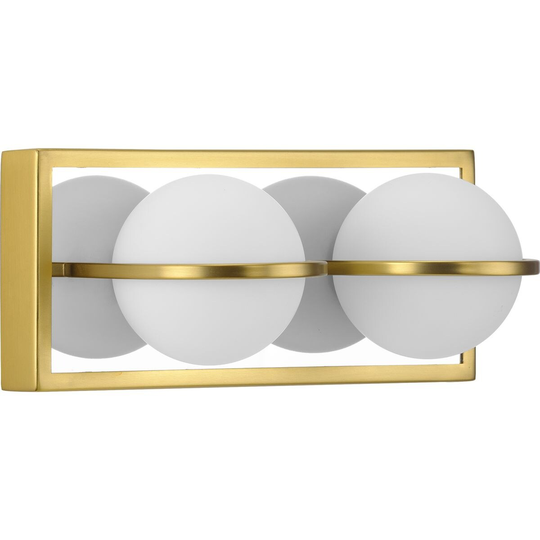 Pearl LED Collection 2-Light Satin Brass Opal Glass LED Modern Wall Light