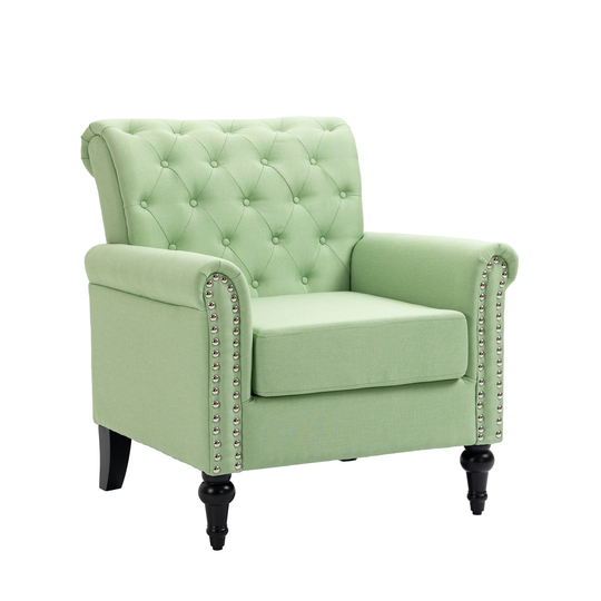 Mid-Century Modern Accent Chair, Linen Armchair