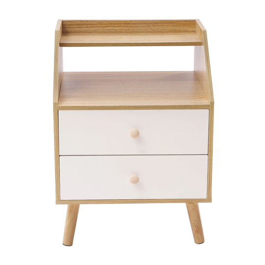 Modern Nightstand with Drawer Storage Shelves Bedside Table