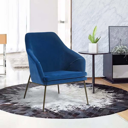 Dark Blue Velvet Accent Chair Upholstered Mid-Century Modern Chair