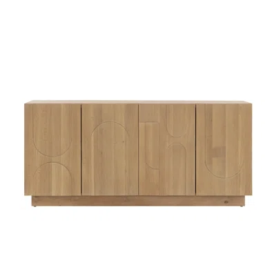 74" Wide Oak Solid Wood Sideboard